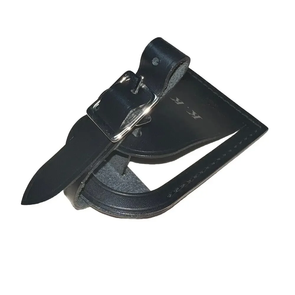 Louis Vuitton Paris Black Leather Name Tag Silver tone Metal w/ KK Stamped